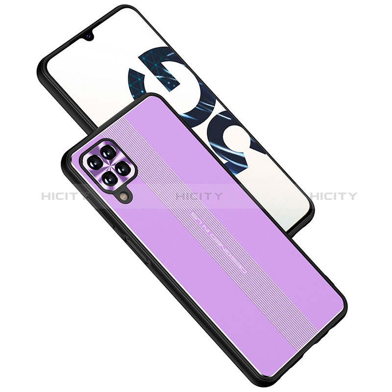 Coque Luxe Aluminum Metal Housse et Bumper Silicone Etui JL1 pour Samsung Galaxy A12 5G Violet Plus