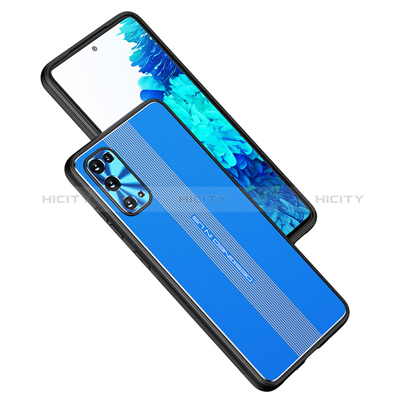 Coque Luxe Aluminum Metal Housse et Bumper Silicone Etui JL1 pour Samsung Galaxy S20 FE (2022) 5G Bleu Plus