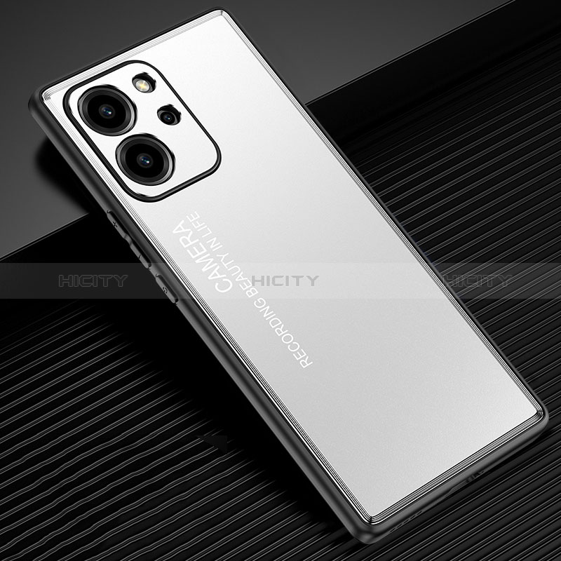 Coque Luxe Aluminum Metal Housse et Bumper Silicone Etui JL2 pour Huawei Honor 80 SE 5G Argent Plus