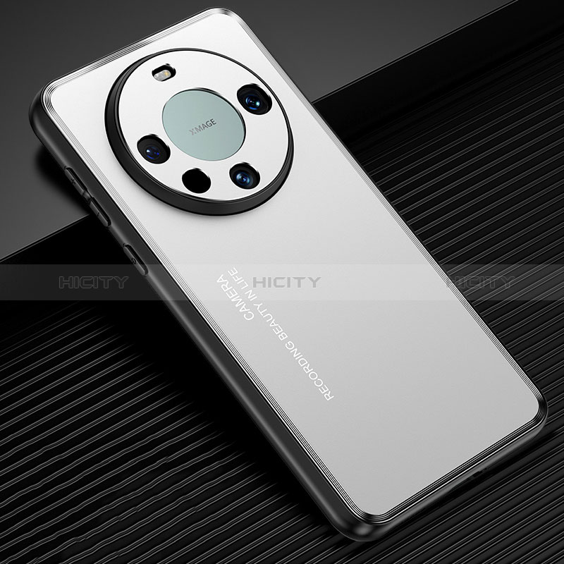 Coque Luxe Aluminum Metal Housse et Bumper Silicone Etui JL2 pour Huawei Mate 60 Pro Argent Plus