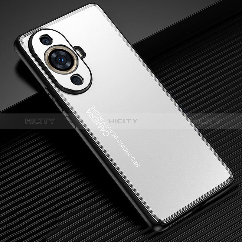 Coque Luxe Aluminum Metal Housse et Bumper Silicone Etui JL2 pour Huawei Nova 11 Ultra Argent Plus