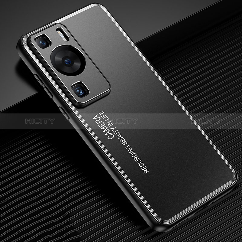 Coque Luxe Aluminum Metal Housse et Bumper Silicone Etui JL2 pour Huawei P60 Pro Noir Plus