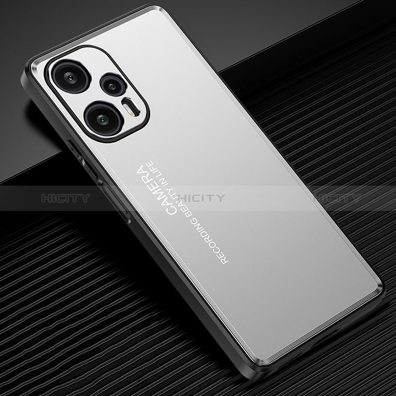 Coque Luxe Aluminum Metal Housse et Bumper Silicone Etui JL2 pour Xiaomi Poco F5 5G Argent Plus