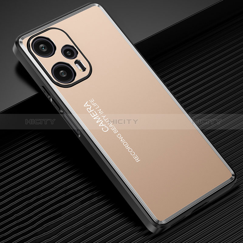 Coque Luxe Aluminum Metal Housse et Bumper Silicone Etui JL2 pour Xiaomi Poco F5 5G Or Plus