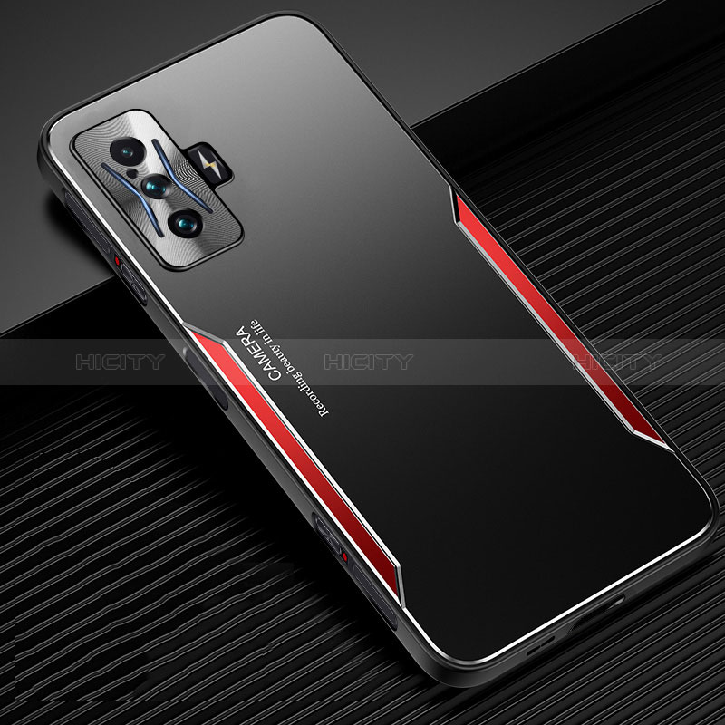 Coque Luxe Aluminum Metal Housse et Bumper Silicone Etui JL2 pour Xiaomi Redmi K50 Gaming 5G Rouge Plus