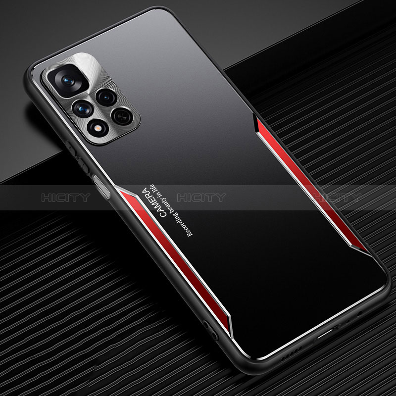 Coque Luxe Aluminum Metal Housse et Bumper Silicone Etui JL2 pour Xiaomi Redmi Note 11 Pro+ Plus 5G Rouge Plus