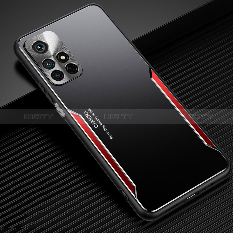 Coque Luxe Aluminum Metal Housse et Bumper Silicone Etui JL2 pour Xiaomi Redmi Note 11T 5G Rouge Plus