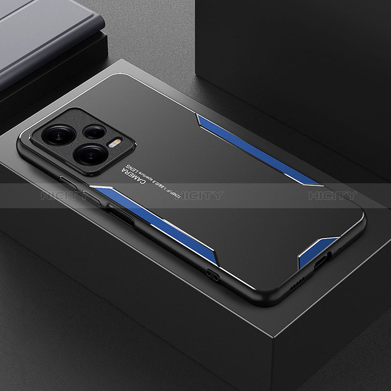 Coque Luxe Aluminum Metal Housse et Bumper Silicone Etui JL2 pour Xiaomi Redmi Note 12 Pro+ Plus 5G Bleu Plus