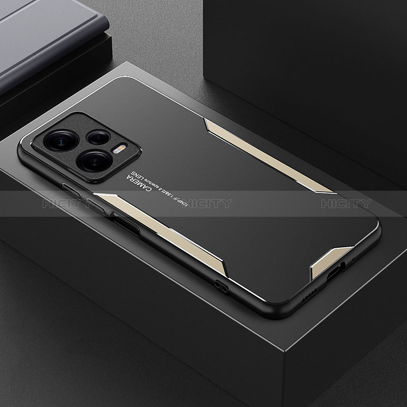 Coque Luxe Aluminum Metal Housse et Bumper Silicone Etui JL2 pour Xiaomi Redmi Note 12 Pro+ Plus 5G Or Plus