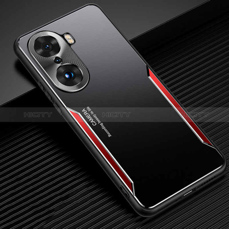 Coque Luxe Aluminum Metal Housse et Bumper Silicone Etui JL3 pour Huawei Honor 60 Pro 5G Rouge Plus