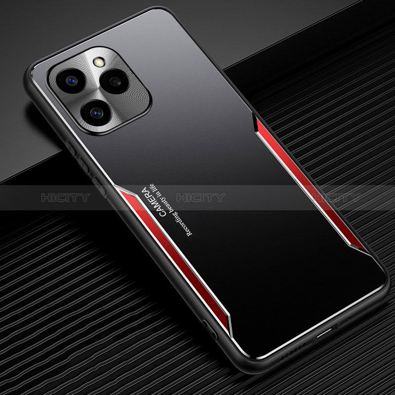 Coque Luxe Aluminum Metal Housse et Bumper Silicone Etui JL3 pour Huawei Honor 60 SE 5G Rouge Plus