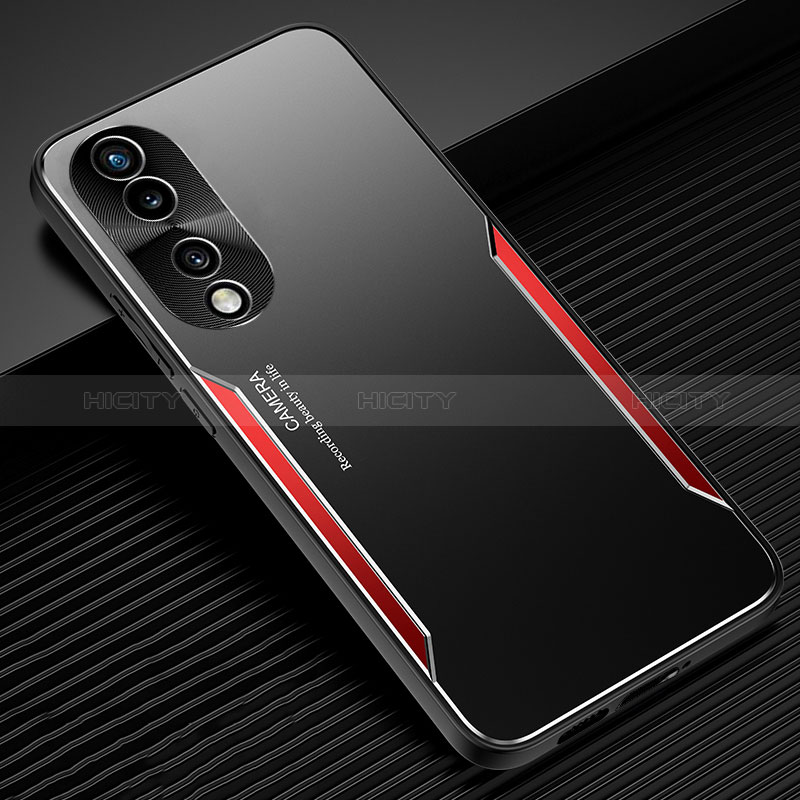 Coque Luxe Aluminum Metal Housse et Bumper Silicone Etui JL3 pour Huawei Honor 70 5G Rouge Plus