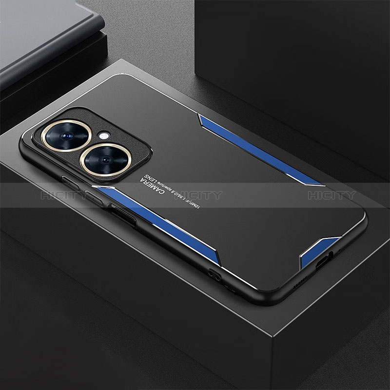 Coque Luxe Aluminum Metal Housse et Bumper Silicone Etui JL3 pour Huawei Nova 11i Bleu Plus