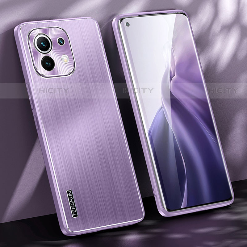 Coque Luxe Aluminum Metal Housse et Bumper Silicone Etui M01 pour Xiaomi Mi 11 Lite 5G Violet Plus