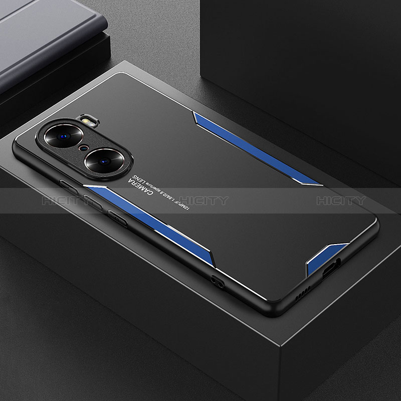 Coque Luxe Aluminum Metal Housse et Bumper Silicone Etui PB1 pour Huawei Honor 60 Pro 5G Bleu Plus