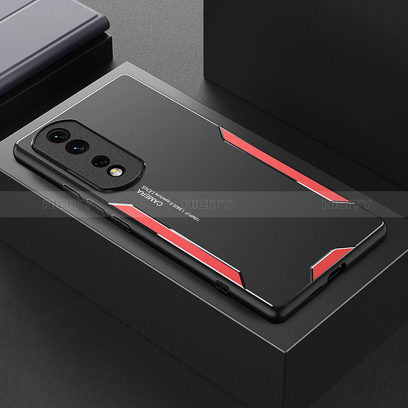 Coque Luxe Aluminum Metal Housse et Bumper Silicone Etui PB1 pour Huawei Honor 80 Pro Flat 5G Rouge Plus