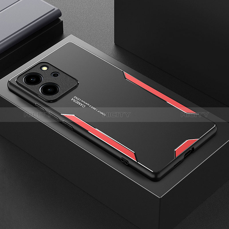 Coque Luxe Aluminum Metal Housse et Bumper Silicone Etui PB1 pour Huawei Honor 80 SE 5G Rouge Plus