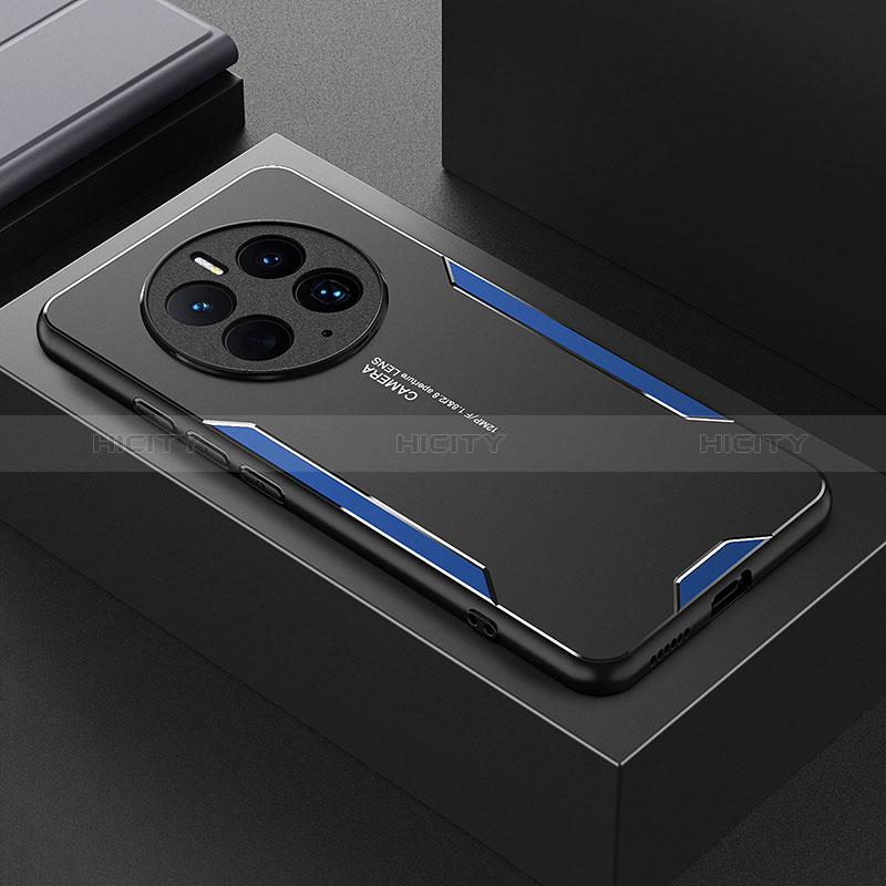 Coque Luxe Aluminum Metal Housse et Bumper Silicone Etui PB1 pour Huawei Mate 50 Pro Bleu Plus