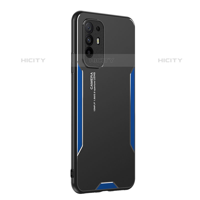 Coque Luxe Aluminum Metal Housse et Bumper Silicone Etui PB1 pour Oppo A94 5G Bleu Plus