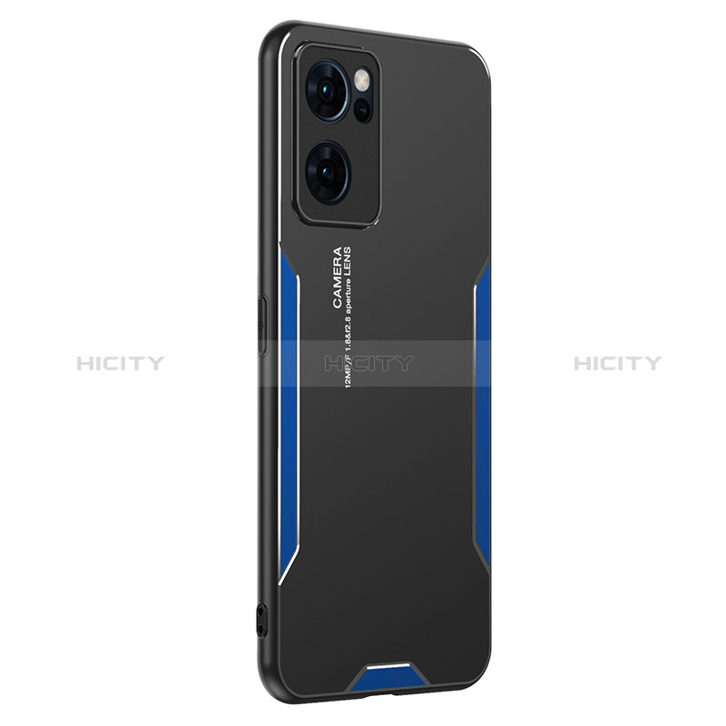 Coque Luxe Aluminum Metal Housse et Bumper Silicone Etui PB1 pour Oppo Find X5 Lite 5G Bleu Plus