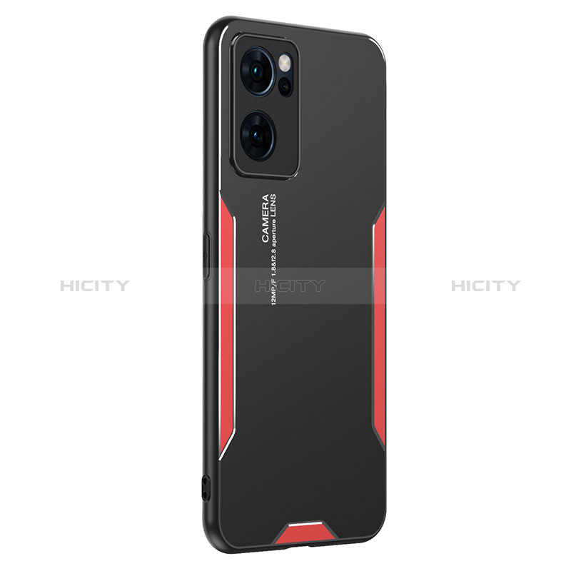 Coque Luxe Aluminum Metal Housse et Bumper Silicone Etui PB1 pour Oppo Find X5 Lite 5G Rouge Plus