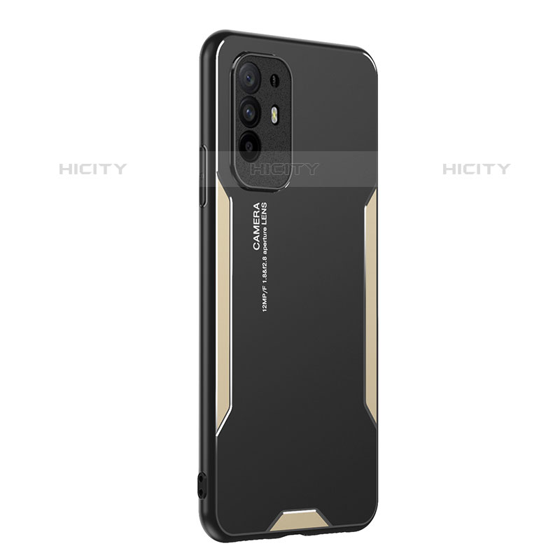 Coque Luxe Aluminum Metal Housse et Bumper Silicone Etui PB1 pour Oppo Reno5 Z 5G Or Plus