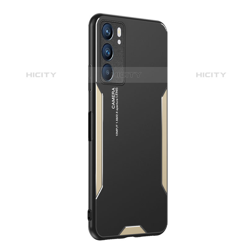 Coque Luxe Aluminum Metal Housse et Bumper Silicone Etui PB1 pour Oppo Reno6 5G Or Plus