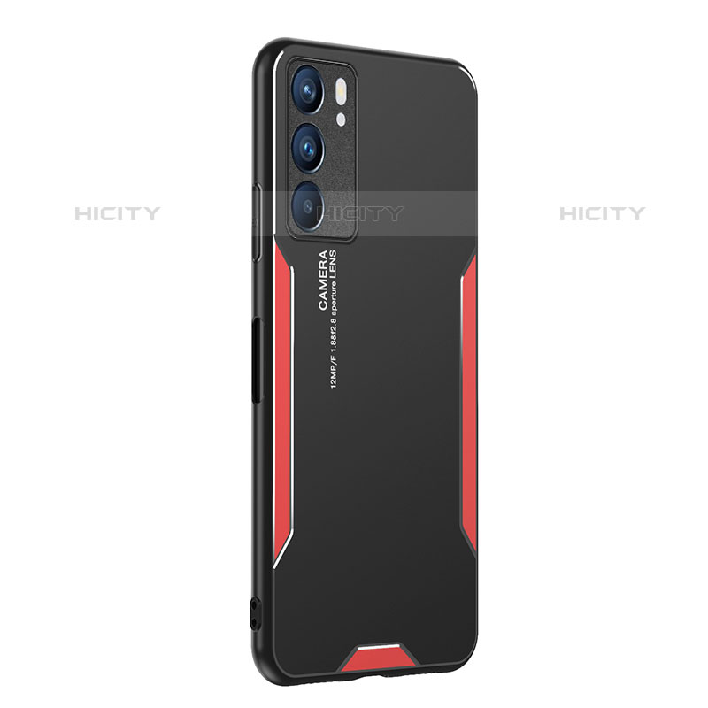 Coque Luxe Aluminum Metal Housse et Bumper Silicone Etui PB1 pour Oppo Reno6 5G Rouge Plus