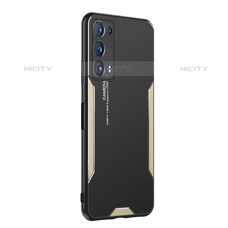 Coque Luxe Aluminum Metal Housse et Bumper Silicone Etui PB1 pour Oppo Reno6 Pro 5G Or Plus