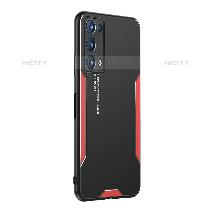 Coque Luxe Aluminum Metal Housse et Bumper Silicone Etui PB1 pour Oppo Reno6 Pro+ Plus 5G Rouge Plus