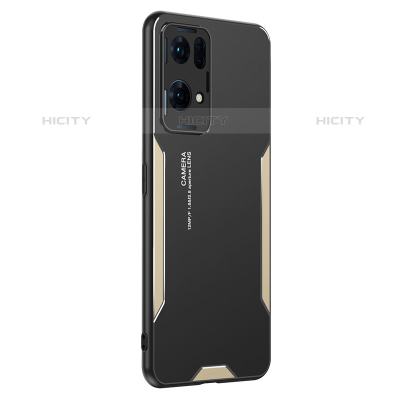 Coque Luxe Aluminum Metal Housse et Bumper Silicone Etui PB1 pour Oppo Reno7 Pro 5G Or Plus