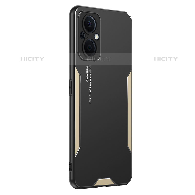 Coque Luxe Aluminum Metal Housse et Bumper Silicone Etui PB1 pour Oppo Reno7 Z 5G Or Plus