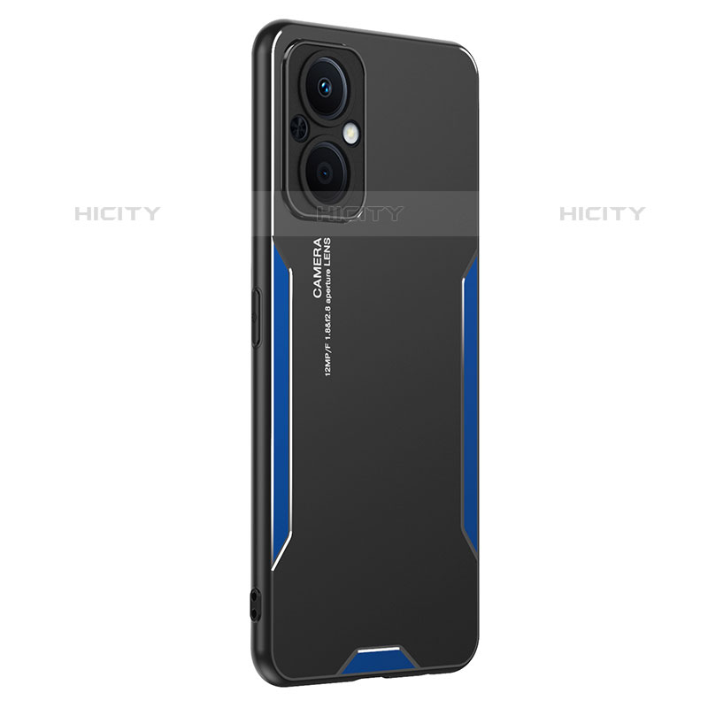 Coque Luxe Aluminum Metal Housse et Bumper Silicone Etui PB1 pour Oppo Reno8 Lite 5G Bleu Plus