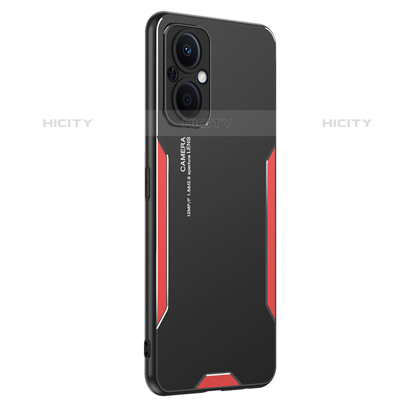 Coque Luxe Aluminum Metal Housse et Bumper Silicone Etui PB1 pour Oppo Reno8 Lite 5G Rouge Plus