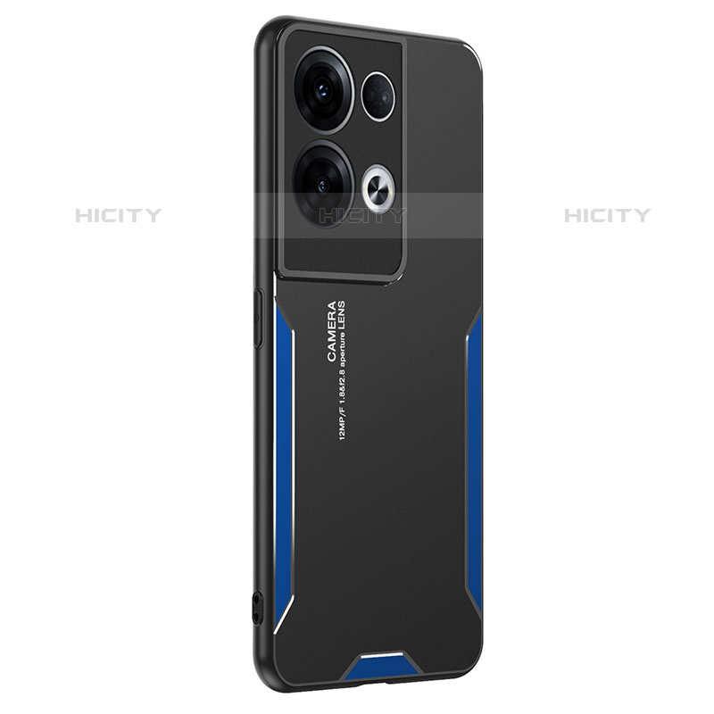 Coque Luxe Aluminum Metal Housse et Bumper Silicone Etui PB1 pour Oppo Reno8 Pro+ Plus 5G Bleu Plus