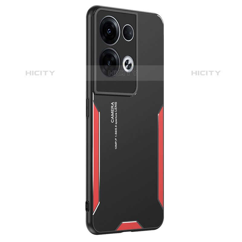 Coque Luxe Aluminum Metal Housse et Bumper Silicone Etui PB1 pour Oppo Reno8 Pro+ Plus 5G Rouge Plus