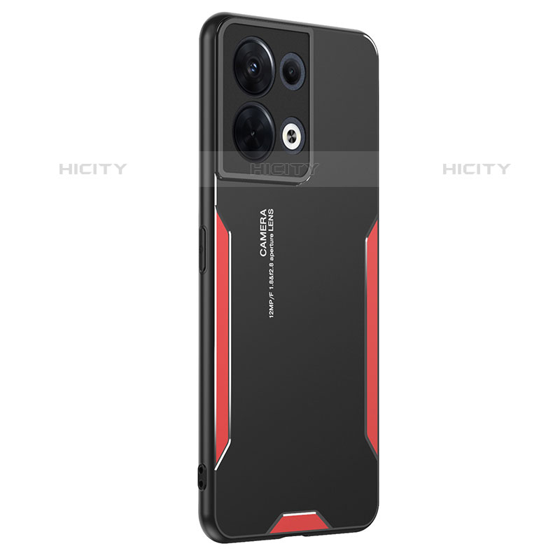 Coque Luxe Aluminum Metal Housse et Bumper Silicone Etui PB1 pour Oppo Reno9 5G Rouge Plus