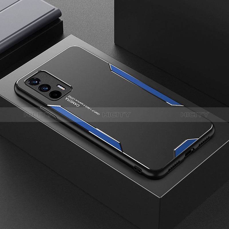 Coque Luxe Aluminum Metal Housse et Bumper Silicone Etui PB1 pour Realme GT Neo 2T 5G Bleu Plus