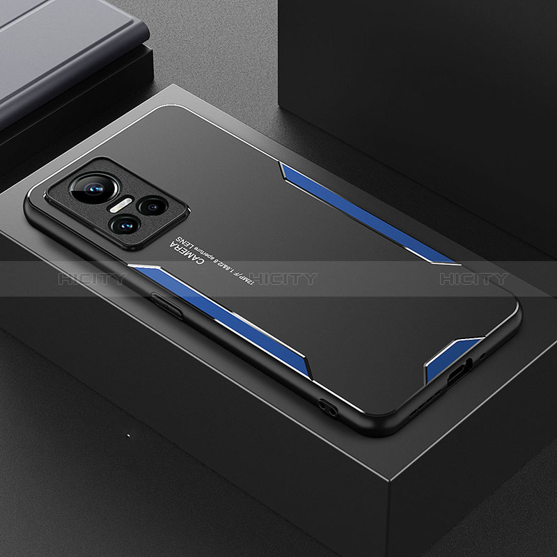 Coque Luxe Aluminum Metal Housse et Bumper Silicone Etui PB1 pour Realme GT Neo3 5G Bleu Plus