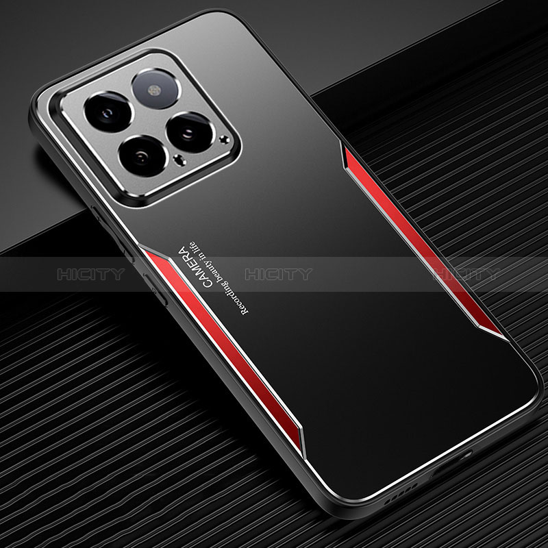 Coque Luxe Aluminum Metal Housse et Bumper Silicone Etui PB1 pour Xiaomi Mi 14 5G Rouge Plus