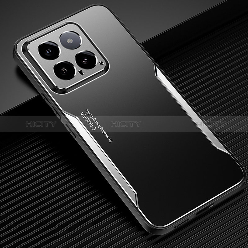 Coque Luxe Aluminum Metal Housse et Bumper Silicone Etui PB1 pour Xiaomi Mi 14 Pro 5G Argent Plus