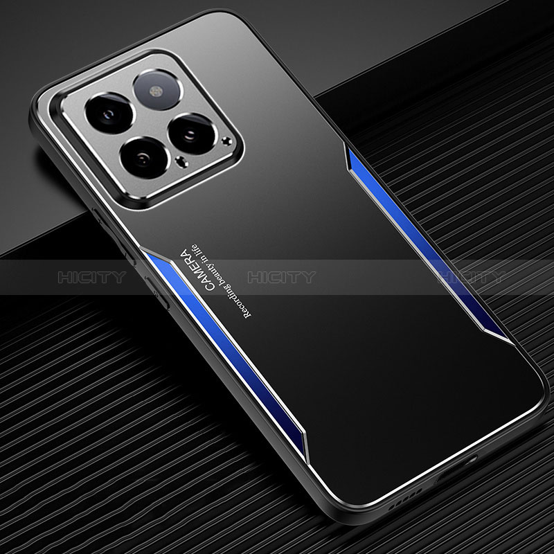 Coque Luxe Aluminum Metal Housse et Bumper Silicone Etui PB1 pour Xiaomi Mi 14 Pro 5G Bleu Plus