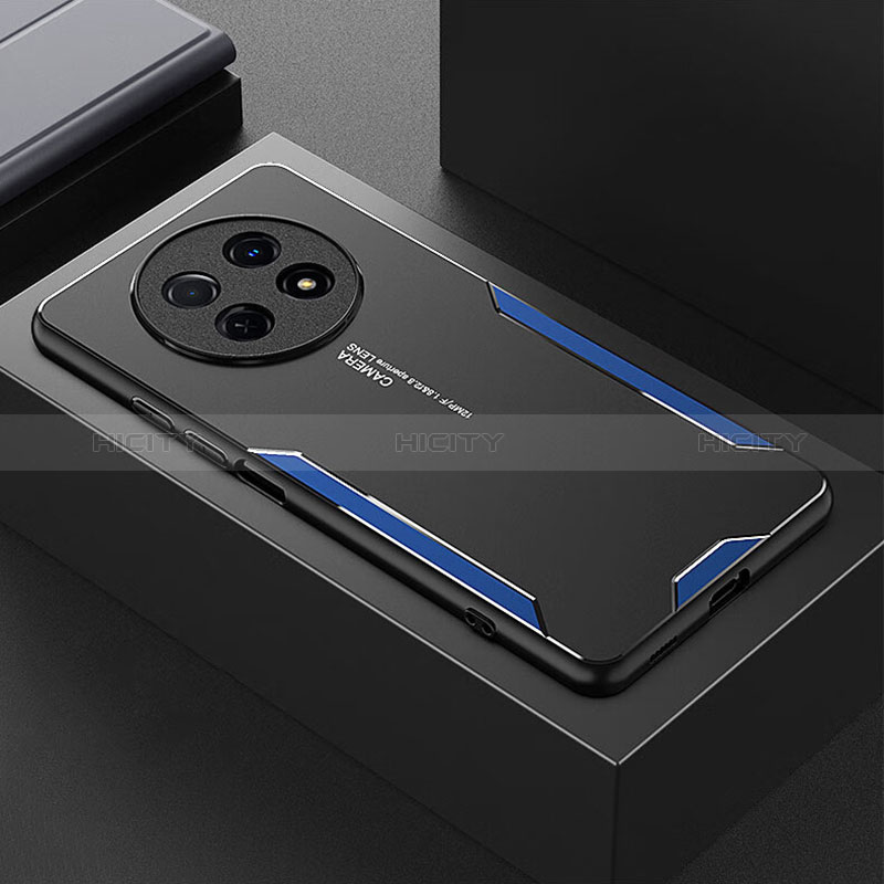 Coque Luxe Aluminum Metal Housse et Bumper Silicone Etui PB2 pour Huawei Nova Y91 Bleu Plus