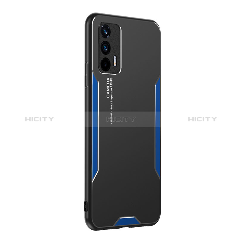 Coque Luxe Aluminum Metal Housse et Bumper Silicone Etui PB2 pour Realme GT 5G Bleu Plus