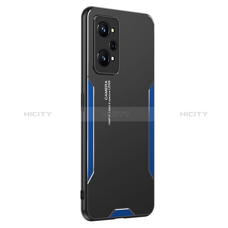 Coque Luxe Aluminum Metal Housse et Bumper Silicone Etui PB2 pour Realme GT Neo 3T 5G Bleu Plus