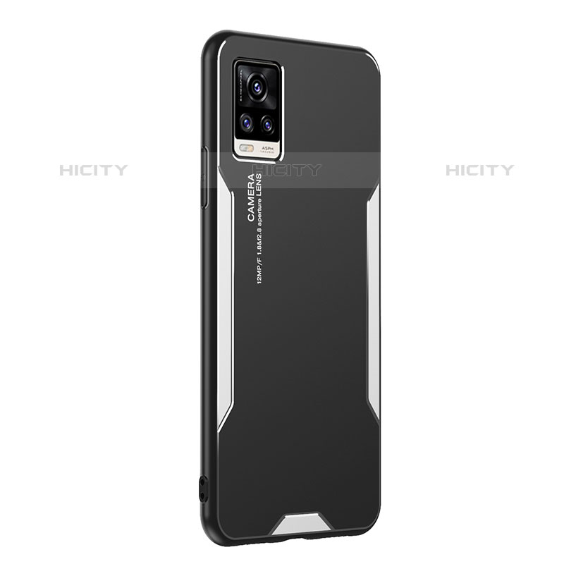 Coque Luxe Aluminum Metal Housse et Bumper Silicone Etui PB2 pour Vivo V20 (2021) Argent Plus