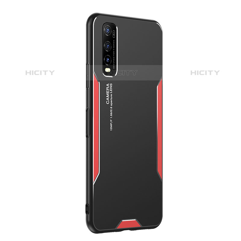 Coque Luxe Aluminum Metal Housse et Bumper Silicone Etui PB2 pour Vivo Y70S 5G Rouge Plus