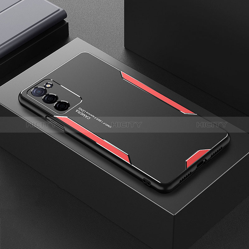 Coque Luxe Aluminum Metal Housse et Bumper Silicone Etui pour Oppo A56 5G Rouge Plus