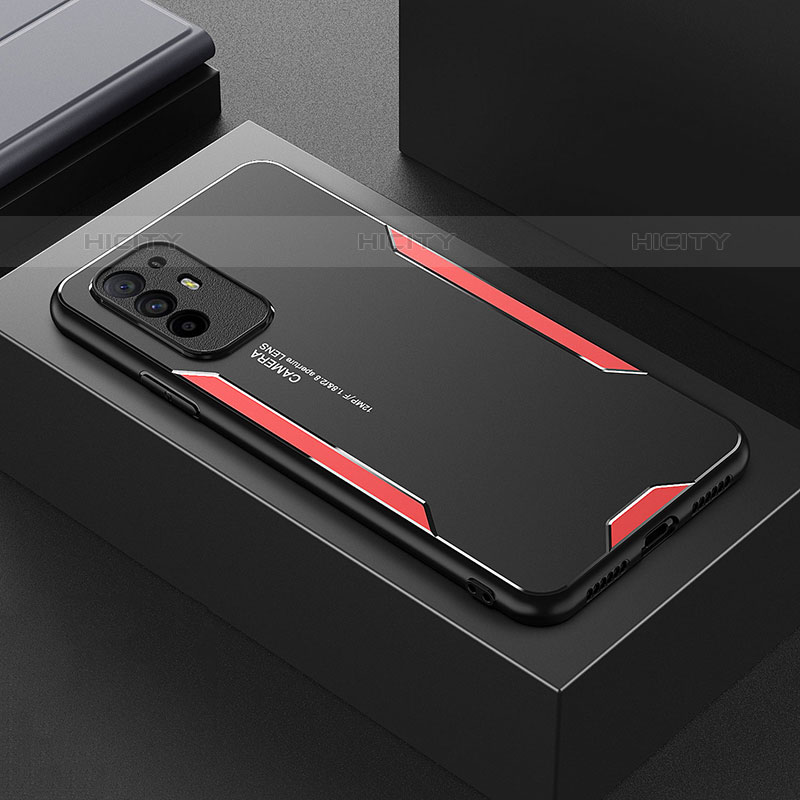 Coque Luxe Aluminum Metal Housse et Bumper Silicone Etui pour Oppo F19 Pro+ Plus 5G Rouge Plus