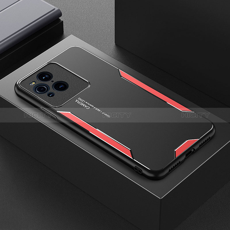 Coque Luxe Aluminum Metal Housse et Bumper Silicone Etui pour Oppo Find X3 5G Rouge Plus